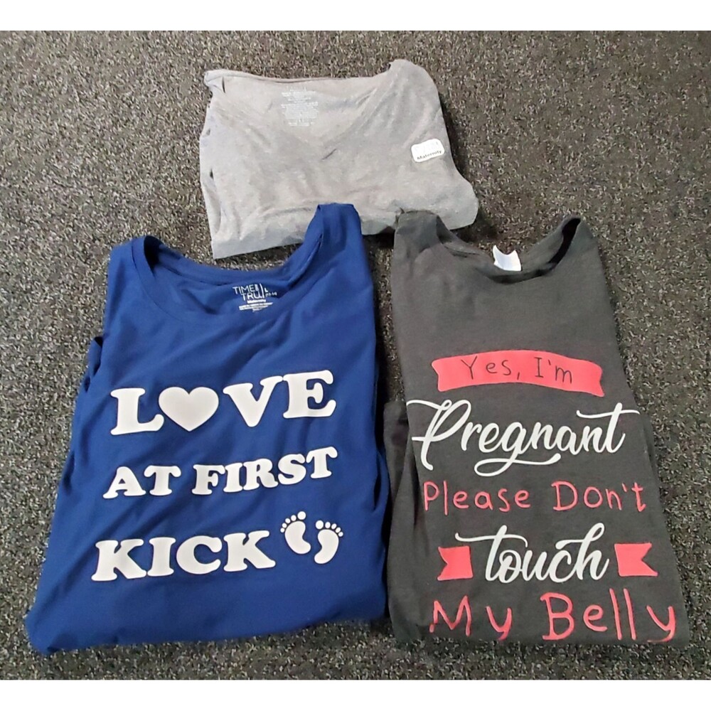 Time & Tru Maternity T-Shirts 3 PCS Women Large & XL Mixed Cute Funny Comfort